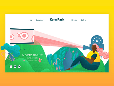 Movie in the Park adobexd aftereffects animation flat illustration movie park ui ux vector webdesign