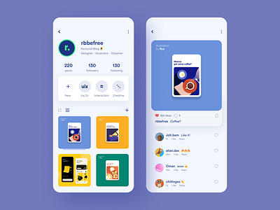 Instagram Concept concept design figma flat gallery graphic design illustration inspiration instagram interaction minimalism mobile app mobile ui portfolio product design ui user experience ux web design website