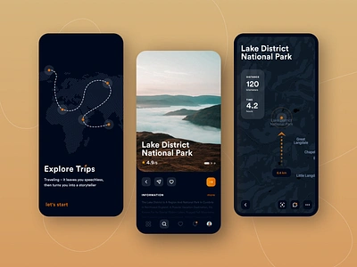 Travel app adventure application ar explore gps guide inspiration map mobile ui navigation place product design reality route tourist travel trip ui ux vr