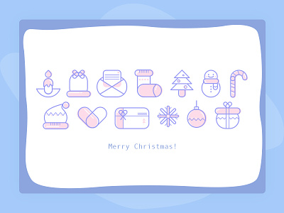 Merry Christmas! blue christmas gift graphic icon illustration lineicon merrychristmas noel pink rubynguyenart