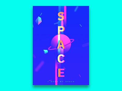 Space art colors creative galaxy gradients graphic illustration inspiration planet poster poster art space typo ui universe