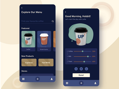 Coffee App application black coffee creative dark ui design graphic inspiration layout exploration rubynguyenart ui ux ui design visual