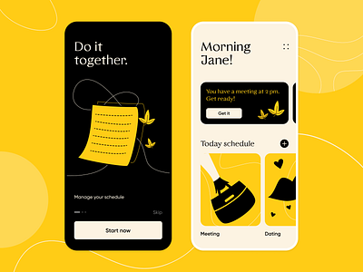 Schedule app app design application ui calendar clean creative graphic illustration inspiration interface mobile mobile ui product design schedule ui ux website yellow