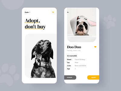 Adopt me! adopt animal app creative design graphic layout minimal pet app pet care rubynguyenart ui ui design uiux user experience user interface ux website