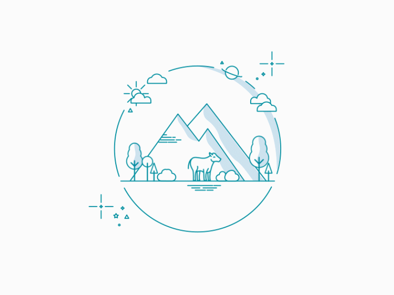 Animated Mountain Scene aftereffects animated animated illustration animation animation 2d animation after effects cow icon animation iconography illustrated illustrated animation illustrated nature illustration line animation lineart linework motion motion design motiongraphics mountain illustration