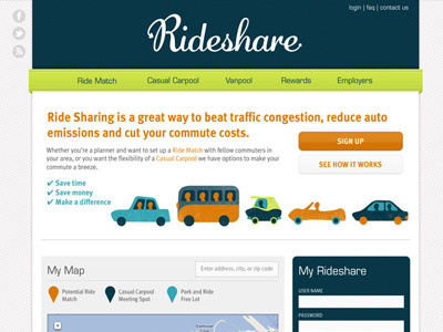 Rideshare branding illustration website
