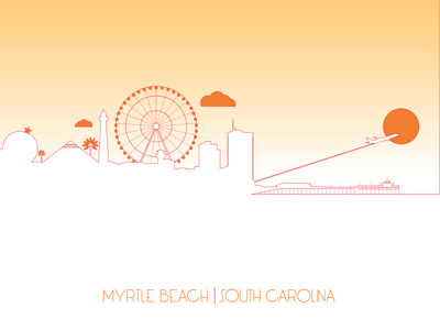 The Grand Strand Illustrated illustration myrtle beach print south carolina travel vector