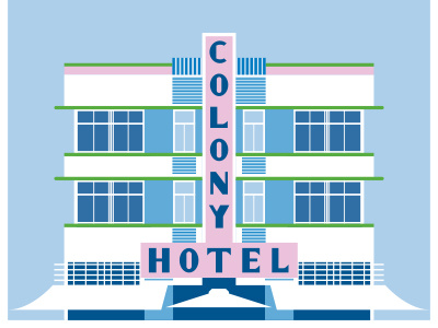 Colony Hotel art deco illustrator miami miami beach vector