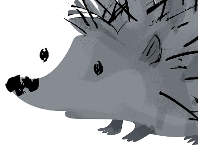 hedgehog - 1/3 done animal illustration character character design cute gray hedgehog illustration art nose prickly