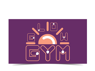 Glow GYM - Logo and Card body bodybuilder bodybuilding exercise glow gym gym logo logo peach purple sun workout yoga