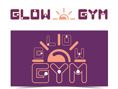 Glow GYM Logo and Branding bodybuilder bodybuilding exercises glow glowing gym gym logo gymnast gymnastics icon kettle bell kettlebell logo weight lifting yoga