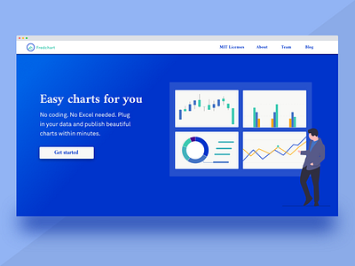 Hero Illustration for a Charting Library characterdesign chart charts datavisualisation datavisualization dataviz gradient graph hero area hero banner hero header hero image hero section landingpage landingpagedesign open source pie chart piechart