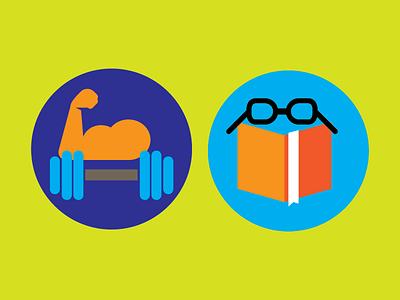 Spot Illustrations book editorial fitness flex glasses icon icons illustration muscle vector