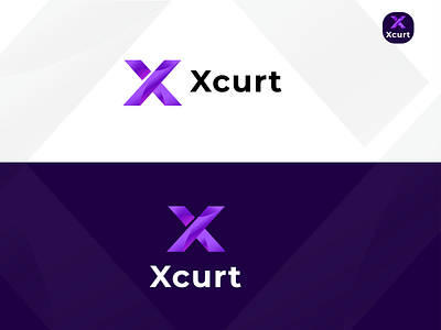  Xcurt letter and gradian logo desing.