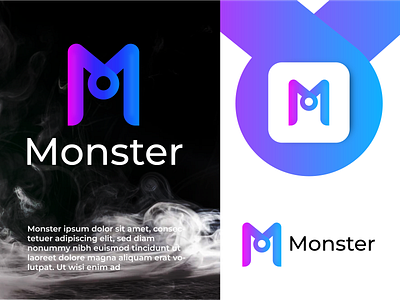 Monster-Modern-Gradian-Letter -Logo-Design Concept