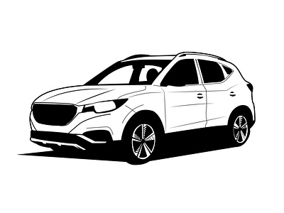 SUV Car Illustration Outline Black and White automobile car car logo carsilhouette design graphic design illustration logo silhouette