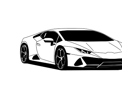 Lamborghini Car Illustration Outline Black and White automobile car logo carsilhouette design graphic design illustration logo silhouette