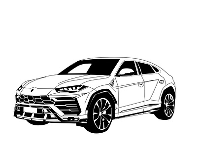 Lamborghini Urus Car Illustration Outline Black and White by Tanjilur ...