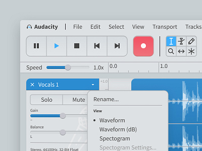 Audacity Redesign - Light Theme Detail audacity audio audio editor figma opensource redesign uidesign