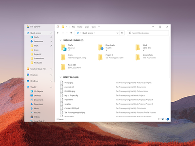 Windows 10 File Explorer Concept file explorer file manager fluent design translucent windows windows 10