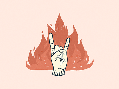 Rock On fire gesture hand illustration reno rock and roll rock on vector