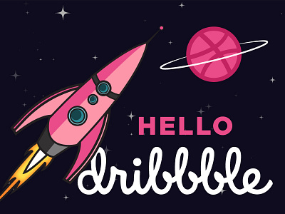 Hello Dribbble! pink reno rocket space