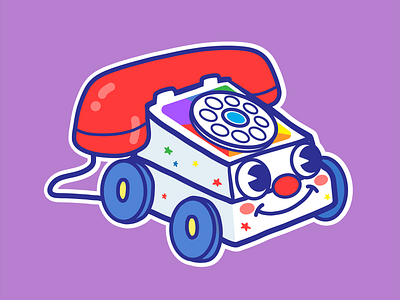A Classic cute fisher price illustration kawaii phone toy vintage