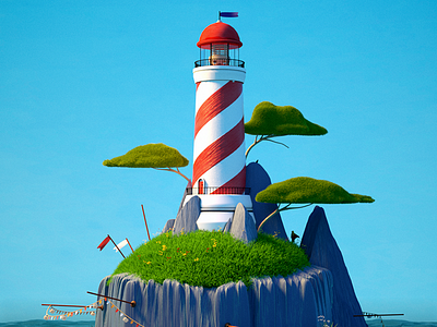 Island 3d cinema4d color illustrations island octane render