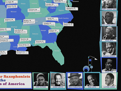 Great Tenor Saxophonists of the United States cartography coltrane geography map mapping saxophone tenor