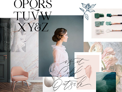 Refined Events Co. | moodboard beautiful branding calligraphy floral hand illustrations moodboard paint soft texture typography