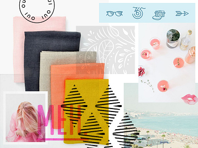 The Vibrant Clique | moodboard beach bold branding bright colorful happy icons moodboard patterns photography pink typography