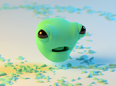 Alien with color correction 3d 3d art alien blender green