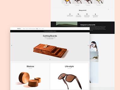 K+C Store Home block e commerce industrial design made of wood minimal organic store ui web design