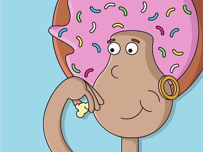 Donut munching on some pop character donut graphic design illustration
