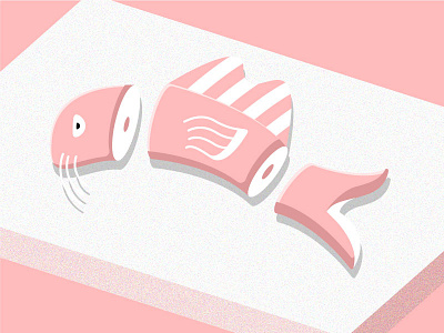 Catfish fish graphic design illustration pink sushi