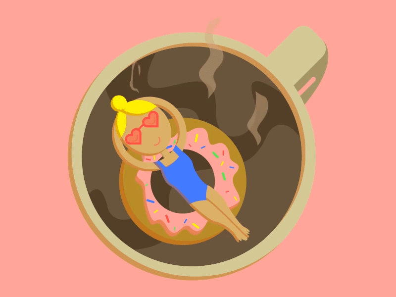 Coffee vibes ☕️ and donut 🍩 rides animation character character design coffee design donut graphic design illustration loop relaxing