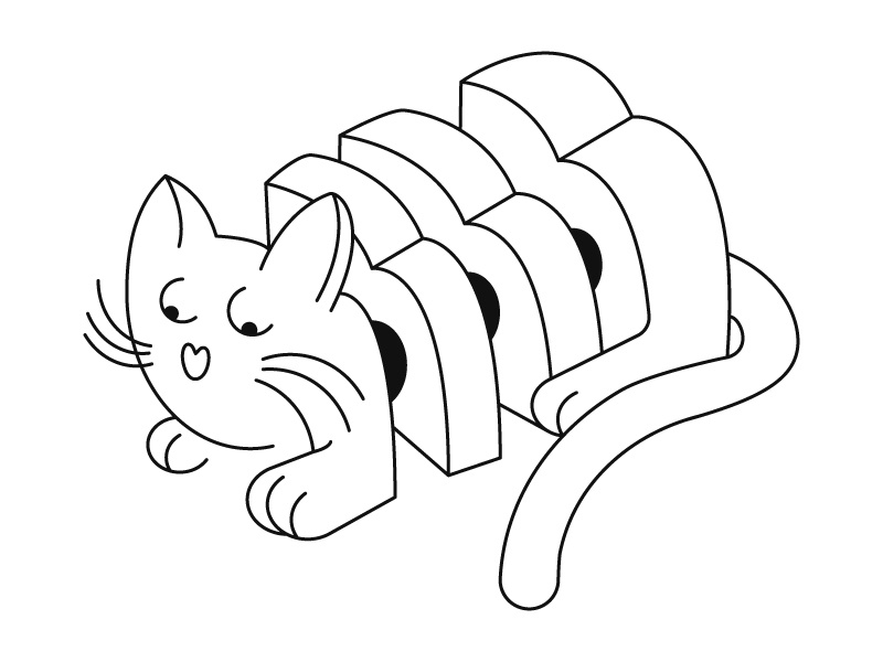Loaf Of Kitty character design black and white character illustration graphic design bread loaf kitten cat