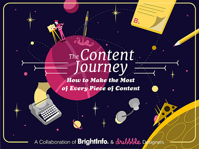 Brightinfo @Slideshare Opening Slide awesome brightinfo flat frame illustration love planets slideshare space stars typography vector