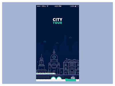 City Tour art city clean line mobile ui