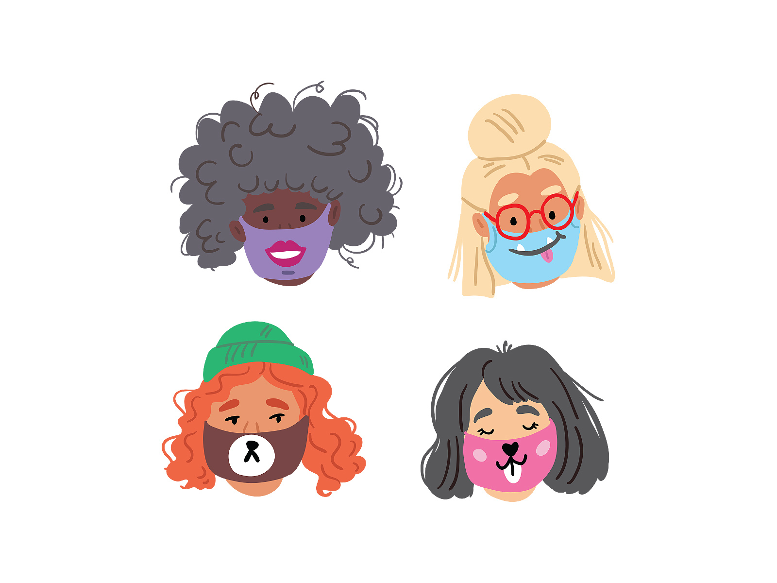 cute face masks by taty vovchek illustration on dribbble cute face masks by taty vovchek