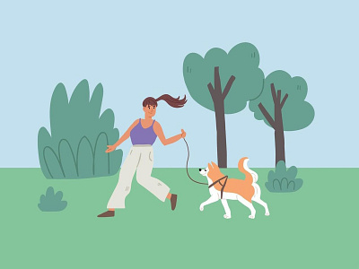 Dog walk adobe illustrator blog character children book illustration dog illustration illustrator lifestyle park pet picture book vector walk