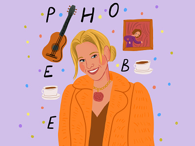 20/30 phoebe from friends series character cute design female friends friends series illustration illustrator lisa kudrow phoebe picture book portrait poster smelly cat vector woman