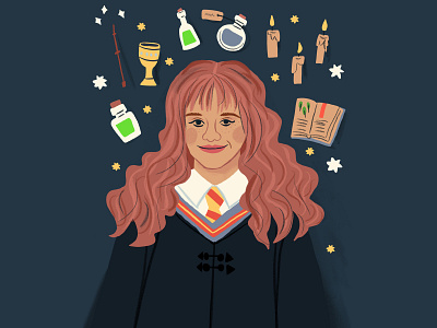 Day 23/30 Hermione from Harry Potter art character children book illustration cover cute design girl harry potter hermione illustration illustrator magic movie picture book poster teenager vector witch wizard woman