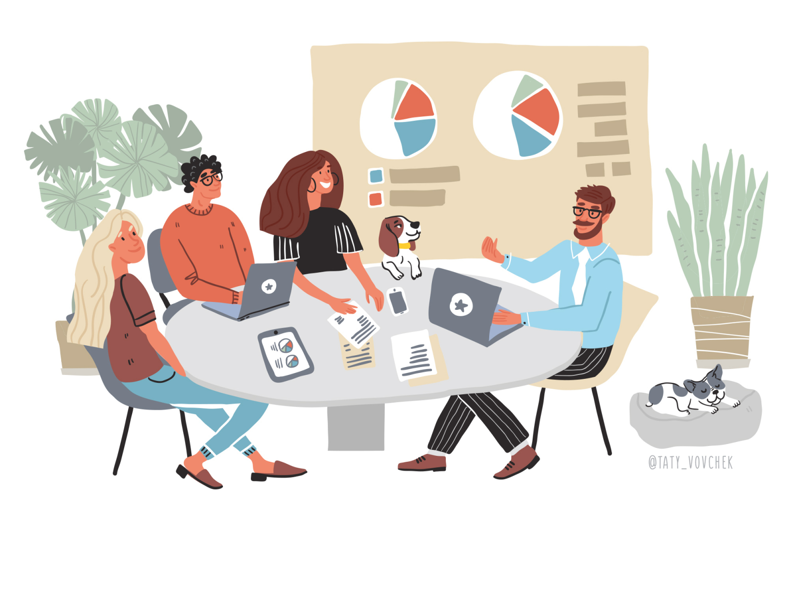 Meeting room in IT office by @idrawillustrations on Dribbble