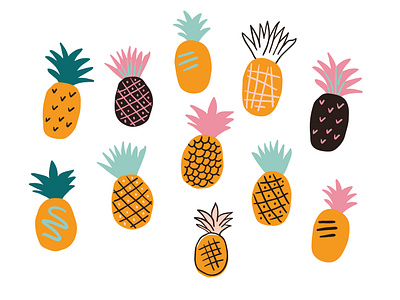 Cute pineapples set