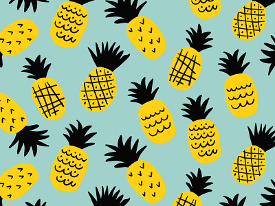 Cute pineapples seamless pattern