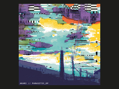 Akari - Parasitic EP album cloud electronic glitch illustration industrial rave sky texture