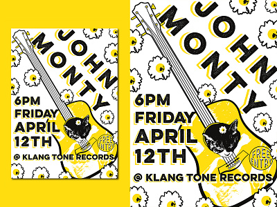 John Monty Gig Poster.jpg cat daisy flower folk gig poster guitar live musicposter music poster design yellow