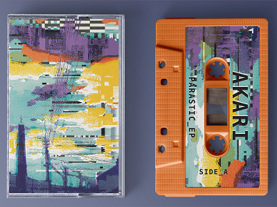 Parasitic EP Cover Art.jpg abstract album cover bluepurplecassettemusic cover art electronic music ep cover glitch illustration landscape urban