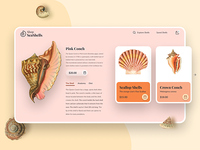 SeaShell Shop Shot concept design ecommerce shop justdesign pastel color uidesign